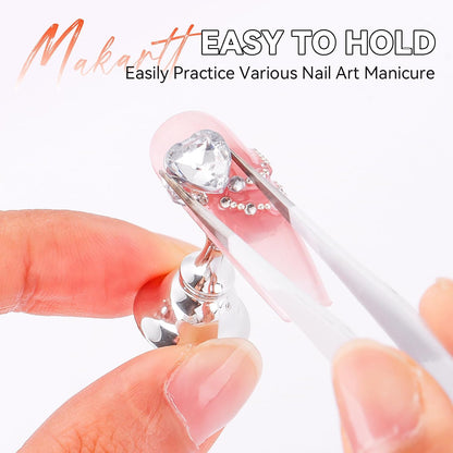 Press on Nail Stand: Silver Nail Stand for Nails Art Display Practice Nail Holder for Painting Nails Stand for False Nail Press on Designs Magnetic Fake Nail Holder with 1M Double-Sided Tape