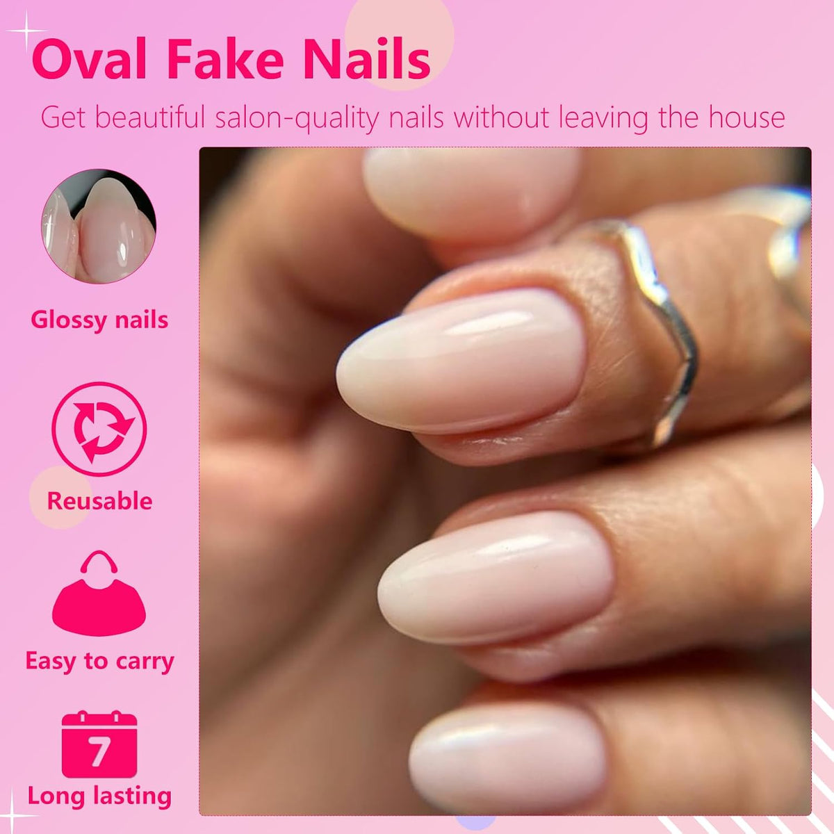Oval Press on Nails Short Fake Nails, 240Pcs Pale Pink Nails Press on Almond False Nail Full Cover Acrylic Nail for Women and Girls