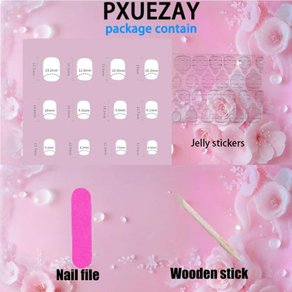 Cat Eye Press on Nails Medium Almond Fake Nails with 3D Flower White Pearl Lines Designs Glossy Nails Press Ons Blue Gradient Glue on Nails Summer Acrylic Artificial Stick on Nails for Women 24Pcs