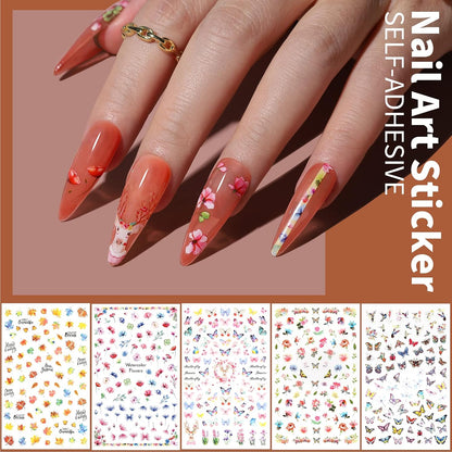 Nail Art Kit, Nail Art Brushes Set, Nail Art Dotting Tools, Nail Stickers, Butterfly Nail Art Sequins, Nail Foils, Nail Art Flakes Iridescent, Rhinestones for Nails Design