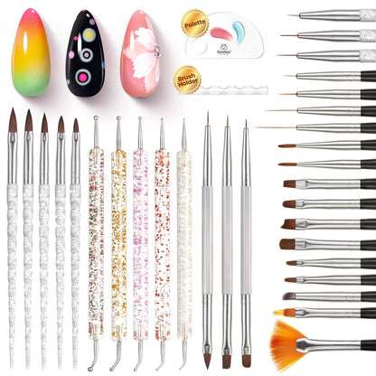 Beetles 31Pcs Nail Art Brushes, Nail Art Pens, Dotting Tools, Dust Brush