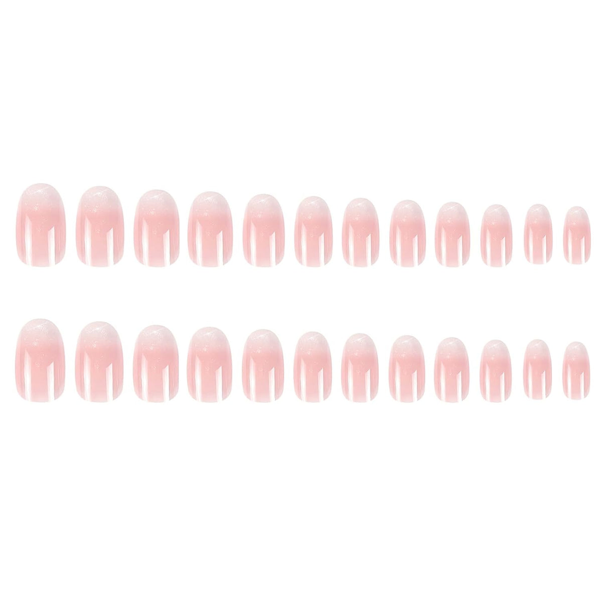 Almond Press on Nails, Almond Shaped Press on Nails, Nail Press Ons Short Fake Nail Pink Ombre False Nail with Glitter Glue on Short Design Artificial Stick on Nails for Women 24Pcs