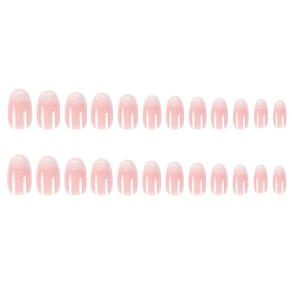 Almond Press on Nails, Almond Shaped Press on Nails, Nail Press Ons Short Fake Nail Pink Ombre False Nail with Glitter Glue on Short Design Artificial Stick on Nails for Women 24Pcs