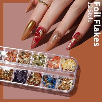 Nail Art Kit, Nail Art Brushes Set, Nail Art Dotting Tools, Nail Stickers, Butterfly Nail Art Sequins, Nail Foils, Nail Art Flakes Iridescent, Rhinestones for Nails Design