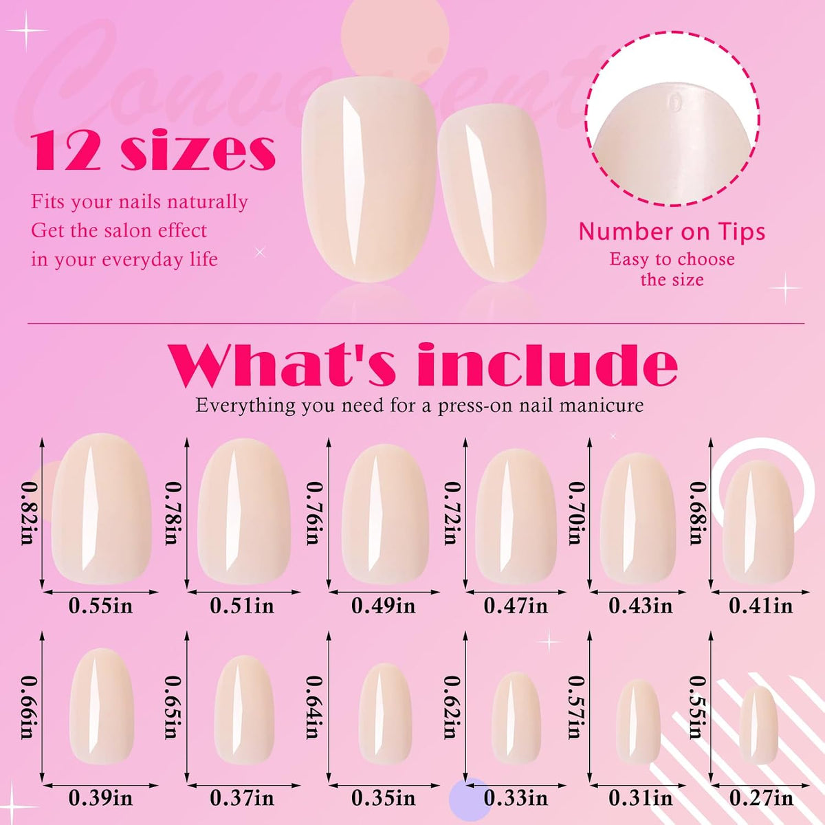 Oval Press on Nails Short Fake Nails, 240Pcs Pale Pink Nails Press on Almond False Nail Full Cover Acrylic Nail for Women and Girls