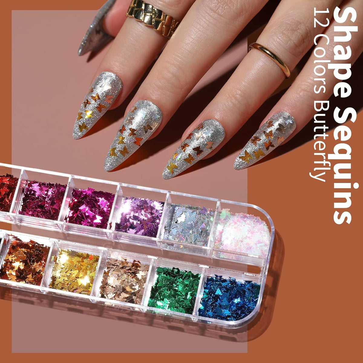 Nail Art Kit, Nail Art Brushes Set, Nail Art Dotting Tools, Nail Stickers, Butterfly Nail Art Sequins, Nail Foils, Nail Art Flakes Iridescent, Rhinestones for Nails Design
