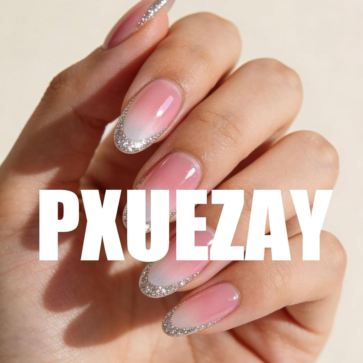 Cat Eye Press on Nails Medium Almond Fake Nails with 3D Flower White Pearl Lines Designs Glossy Nails Press Ons Blue Gradient Glue on Nails Summer Acrylic Artificial Stick on Nails for Women 24Pcs
