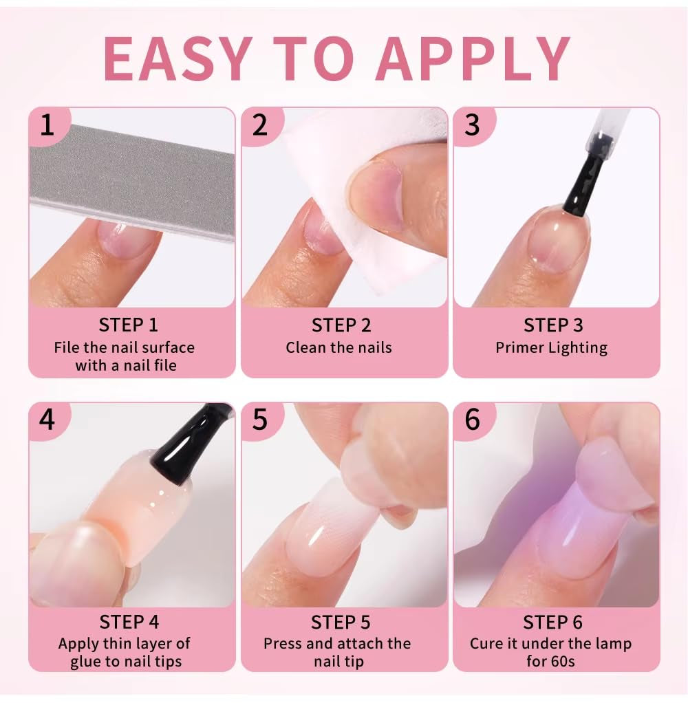 120Pcs Ombre Press on Nails Medium Coffin - Pink White Gradient Fake Nails Press Ons Coffin Stick on Nails for Women