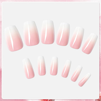 120Pcs Ombre Press on Nails Medium Coffin - Pink White Gradient Fake Nails Press Ons Coffin Stick on Nails for Women