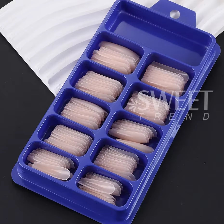 100Pcs Nude Pink False Nail Press on Nails Acrylic Extension Coffin Forms Nail Tips Artificial Long Full Cover Fingernails Tools